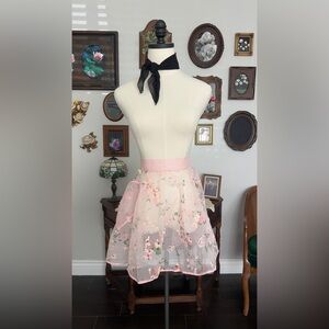 Floral Sheer Apron with Pink Accents